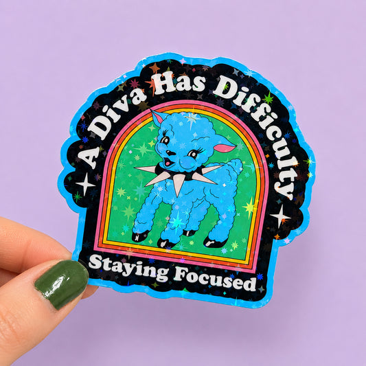A Diva Has Difficulty ADHD Sticker | Relatable Stickers | Alternative Vinyl Stickers | ADHD | Neurospicy | Sad Disco Club