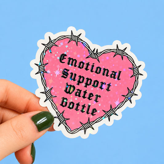 Emotional Support Water Bottle Holographic Sticker | Relatable Stickers | Alternative Vinyl Stickers | ADHD | Neurospicy | Sad Disco Club