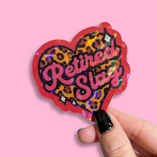 Retired Slag Leopard Heart Holographic Sticker