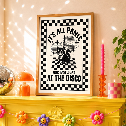 It's All Panic And Not Just At The Disco Print | Funny Anxiety Wall Art | Alternative Decor