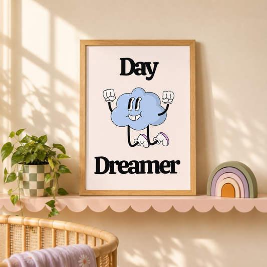 Day Dreamer Nursery Print | Cute Cloud Wall Art | Nursery Decor | Playroom Print | Dream Big Children's Bedroom Decor | Baby Shower Gift