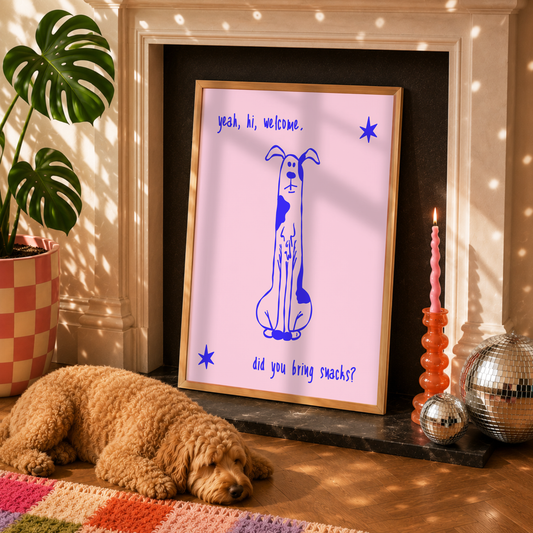 Did You Bring Snacks? Dog Print | Funny Greyhound Wall Art | Dog Lover Gift