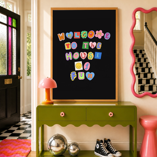 House of Fun Print | Colourful Maximalist Wall Art | Dopamine Decor Hallway Print
