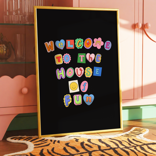 House of Fun Print | Colourful Maximalist Wall Art | Dopamine Decor Hallway Print