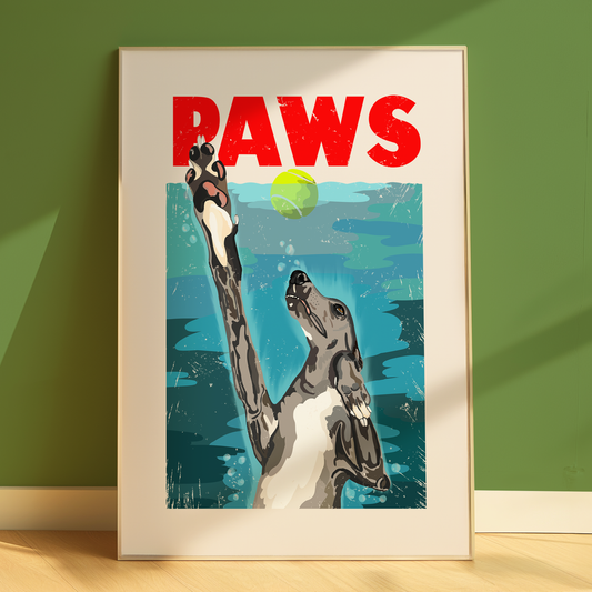 PAWS Dog Print | Funny Greyhound Wall Art | Whippet & Italian Greyhound Decor