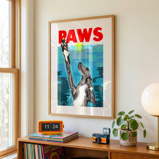 PAWS Dog Print | Funny Greyhound Wall Art | Whippet & Italian Greyhound Decor