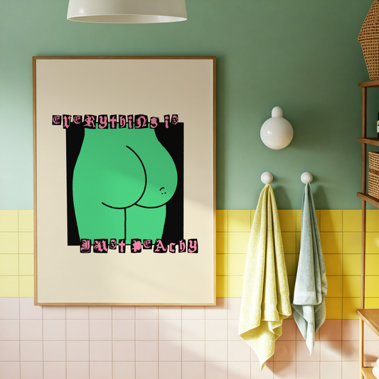 Everything Is Just Peachy Print | Funny Peach Bum Wall Art | Quirky Bathroom Decor | Colourful Bathroom Print | Cheeky Home Gift