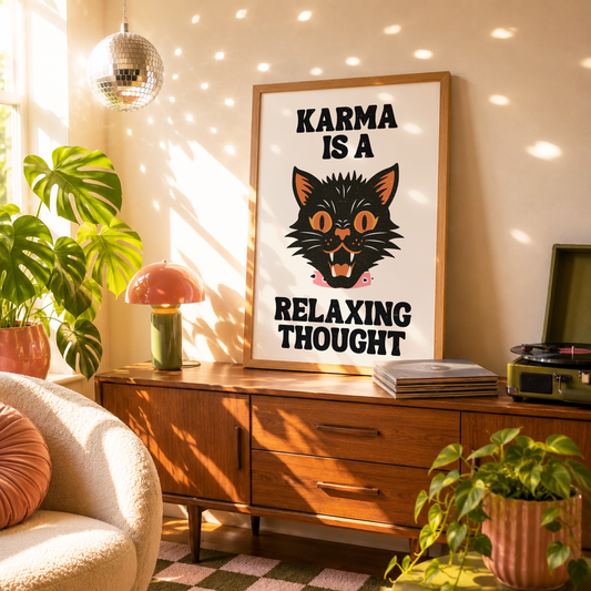 Karma Is A Relaxing Thought Print | Taylor Inspired Cat Wall Art | Funny Cat Print | Music Inspired Home Decor