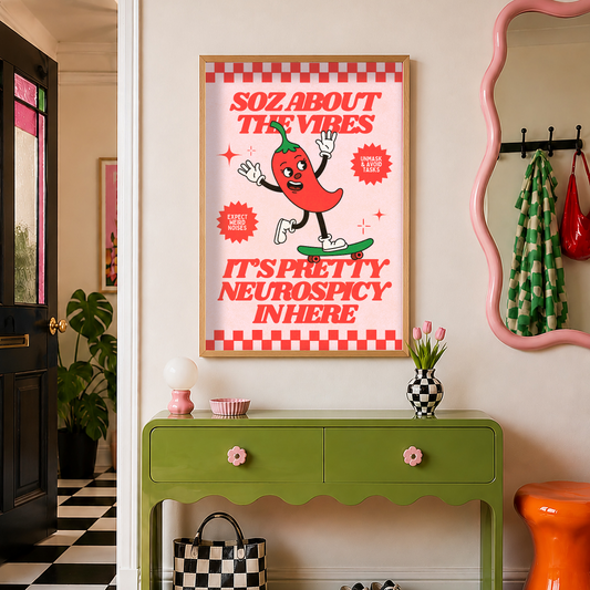 It's Pretty Neurospicy In Here Print | Funny ADHD Wall Art | Neurodivergent Humour Poster