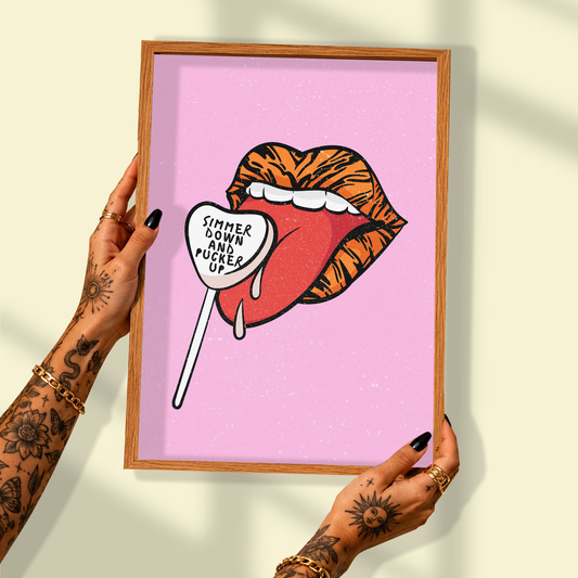 Simmer Down and Pucker Up Print | Arctic Monkeys Inspired Wall Art | Indie Music Print | Colourful Decor