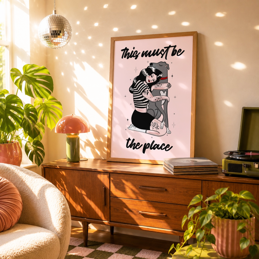 This Must Be The Place Dog Print | Greyhound Wall Art | Sighthound Lover Gift | Alternative Pet Decor