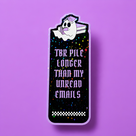 TBR Pile Longer Than My Unread Emails Bookmark | Funny Book Lover Bookmark | BookTok Reader Gift | Double-Sided Bookmark