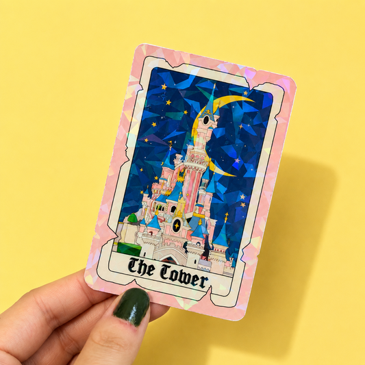 The Tower Tarot Card Holographic Sticker | Relatable Stickers | Alternative Vinyl Stickers | ADHD | Neurospicy | Sad Disco Club