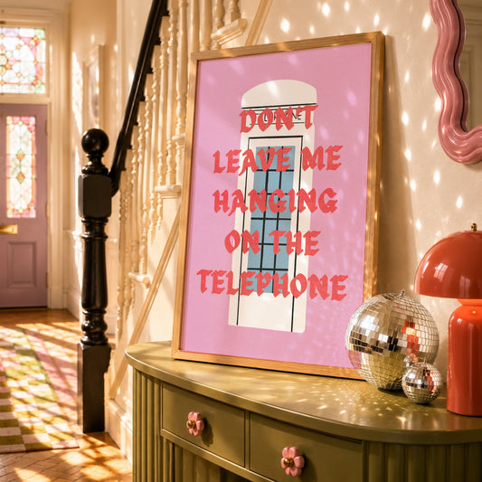 Don't Leave Me Hanging On The Telephone | Hull Print | Cream Telephone Box