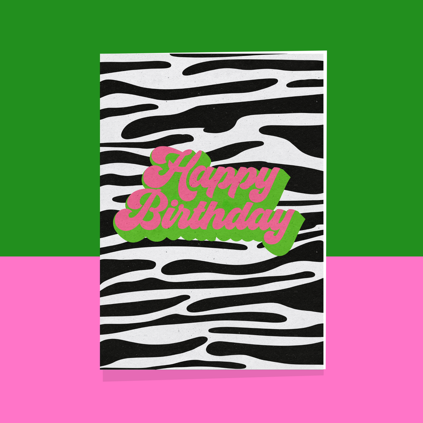 Happy Birthday Zebra Print Card