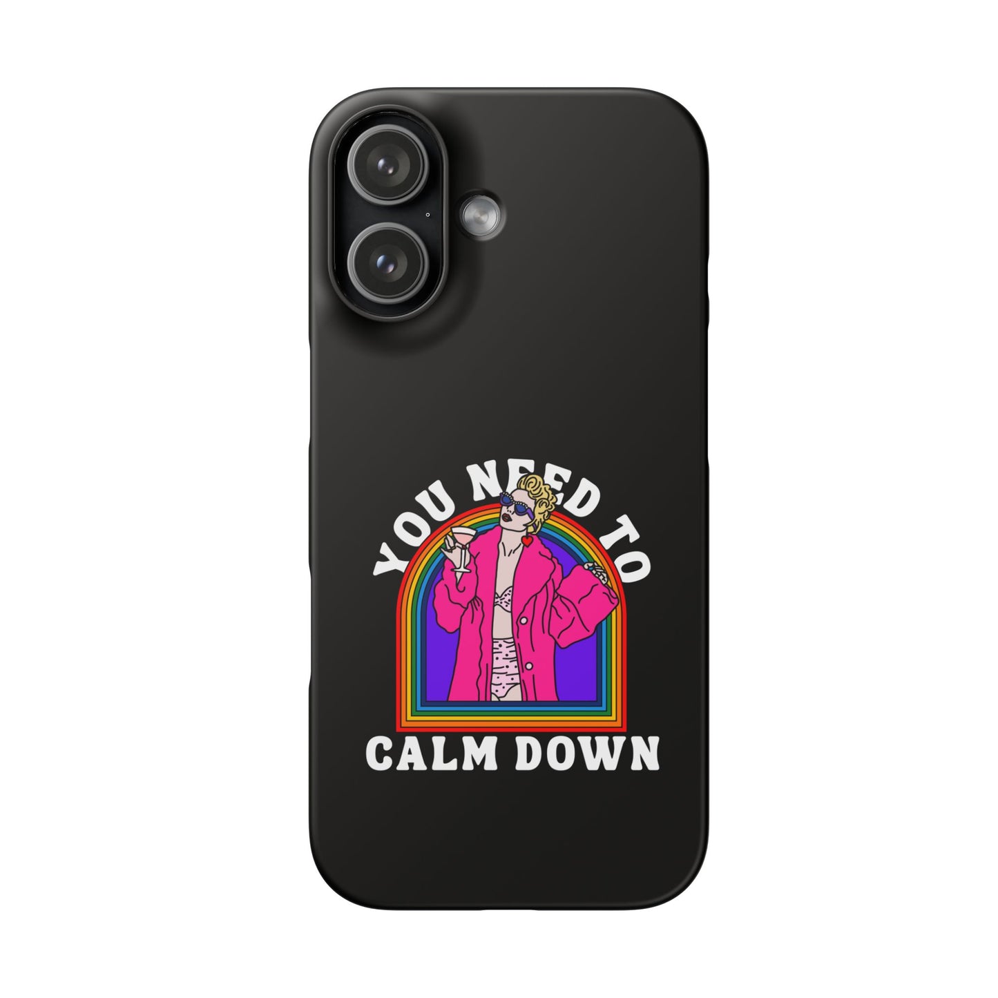 You Need To Calm Down Phone Case — Rainbow Retro Pop Art iPhone , Samsung Cover