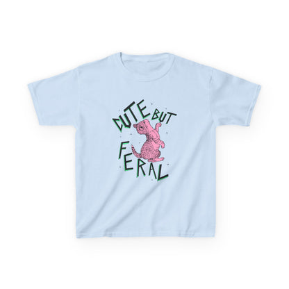 Cute But Feral Kids Tee, Playful Kids T-Shirt, Fun Youth Shirt, Unique Gift for Kids, Comfortable Everyday Wear