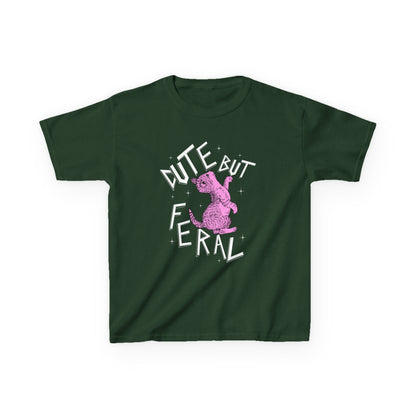 Cute But Feral Kids Tee, Playful Kids T-Shirt, Fun Youth Shirt, Unique Gift for Kids, Comfortable Everyday Wear