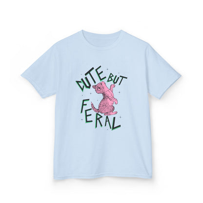 Cute But Feral Kids Tee, Playful Kids T-Shirt, Fun Youth Shirt, Unique Gift for Kids, Comfortable Everyday Wear