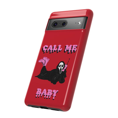 Red Horror Phone Case, Spooky Phone Cover, Call Me Baby Design, Halloween Accessories, Unique Gift for Horror Fans