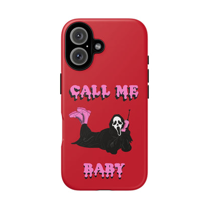Red Horror Phone Case, Spooky Phone Cover, Call Me Baby Design, Halloween Accessories, Unique Gift for Horror Fans