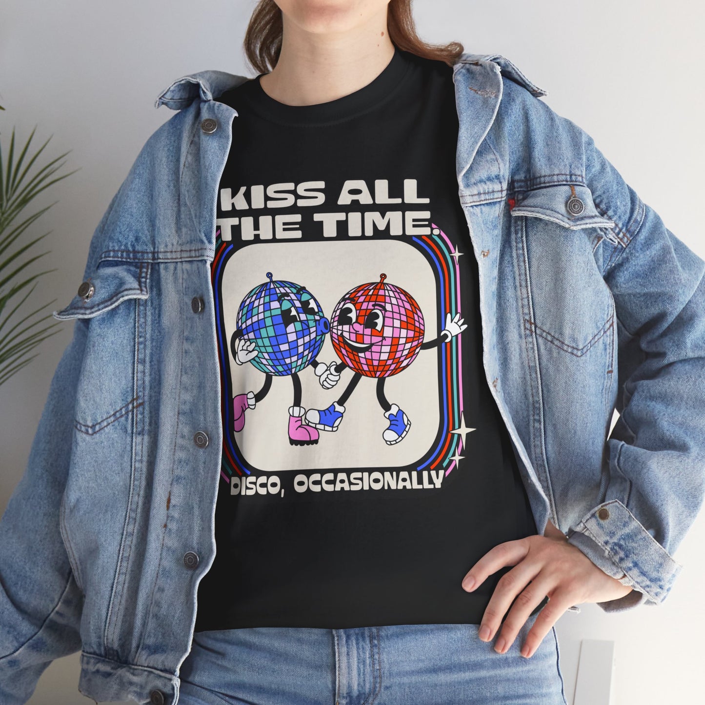 Kiss All The Time Disco Occasionally Tee — Retro Dancing Disco Balls Graphic T-Shirt