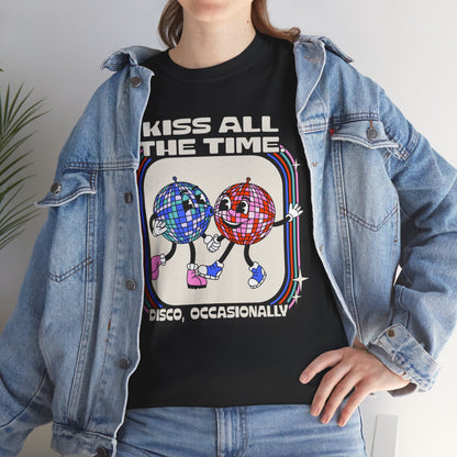 Kiss All The Time Disco Occasionally Tee — Retro Dancing Disco Balls Graphic T-Shirt