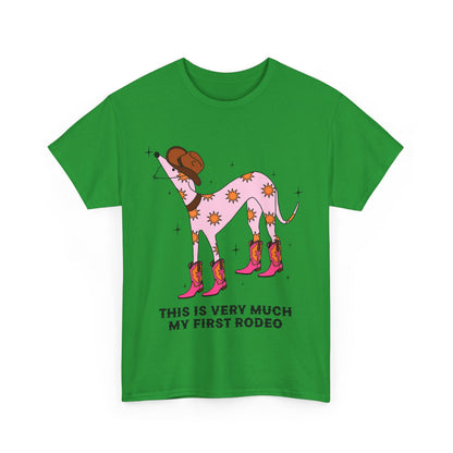 Cowgirl Rodeo Dog Tee, Fun Graphic Tee, Unisex Cotton Shirt, Gift for Dog Lovers, Country Style Apparel, Rodeo Theme Shirt