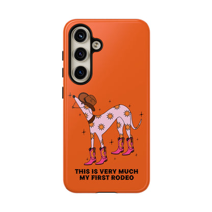 Rodeo Whippet Phone Case, Tough Cases for Pet Lovers, Cowgirl Accessories, Orange Dog Design, Cute Gift Idea