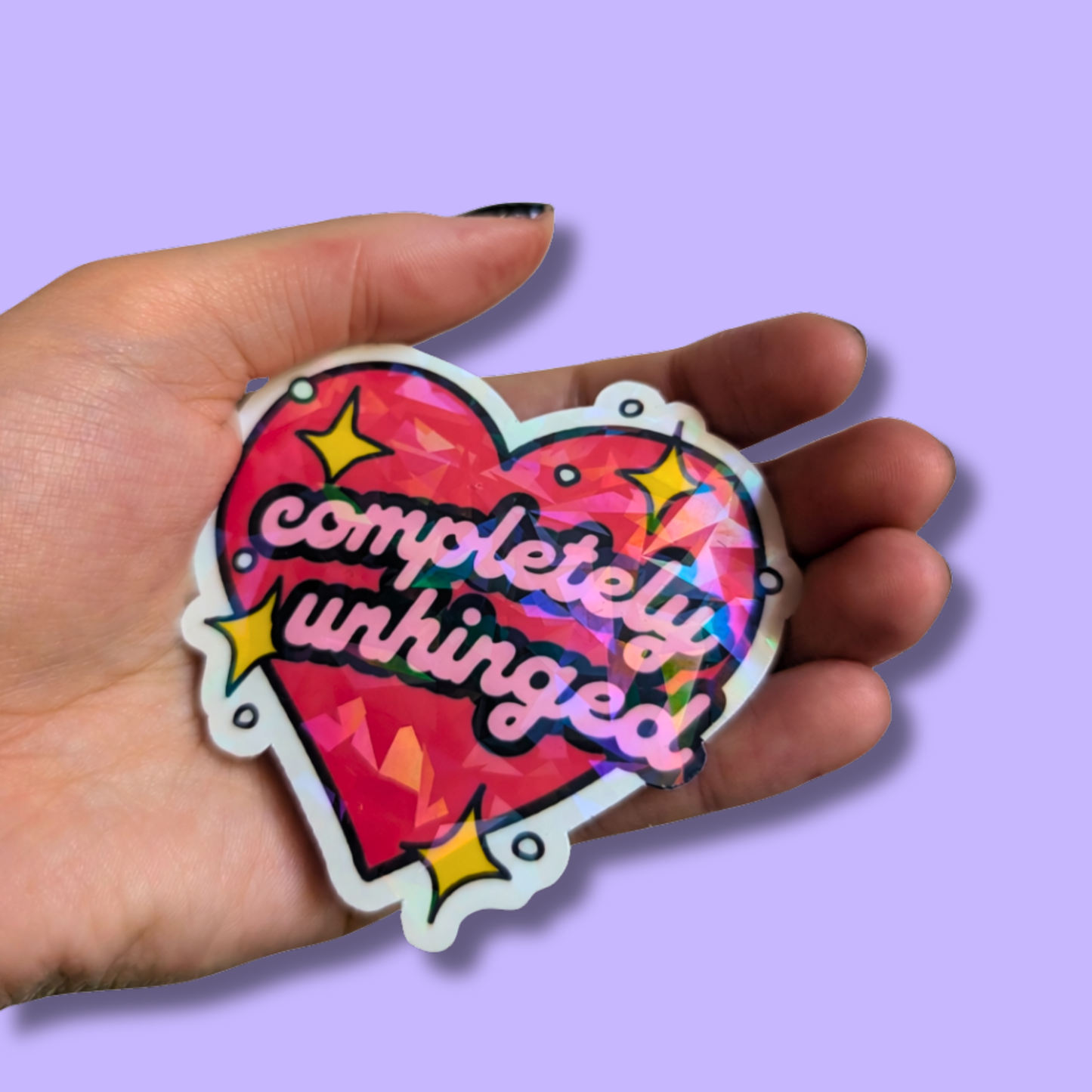 Completely Unhinged Holographic Sticker