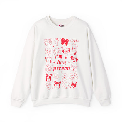 Dog Person Crewneck Sweatshirt - Cute Red Dog Faces Graphic/