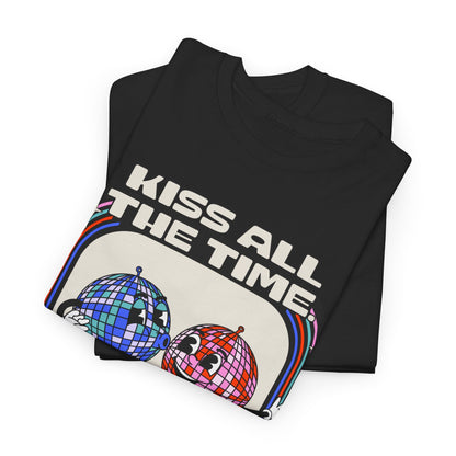 Kiss All The Time Disco Occasionally Tee — Retro Dancing Disco Balls Graphic T-Shirt