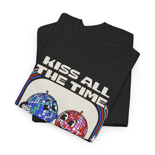 Kiss All The Time Disco Occasionally Tee — Retro Dancing Disco Balls Graphic T-Shirt