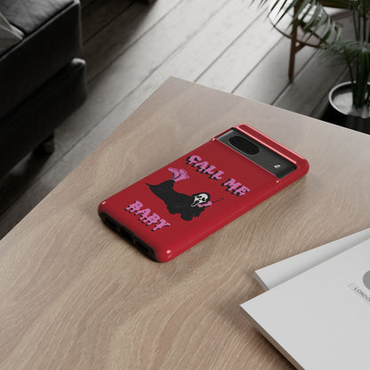 Red Horror Phone Case, Spooky Phone Cover, Call Me Baby Design, Halloween Accessories, Unique Gift for Horror Fans
