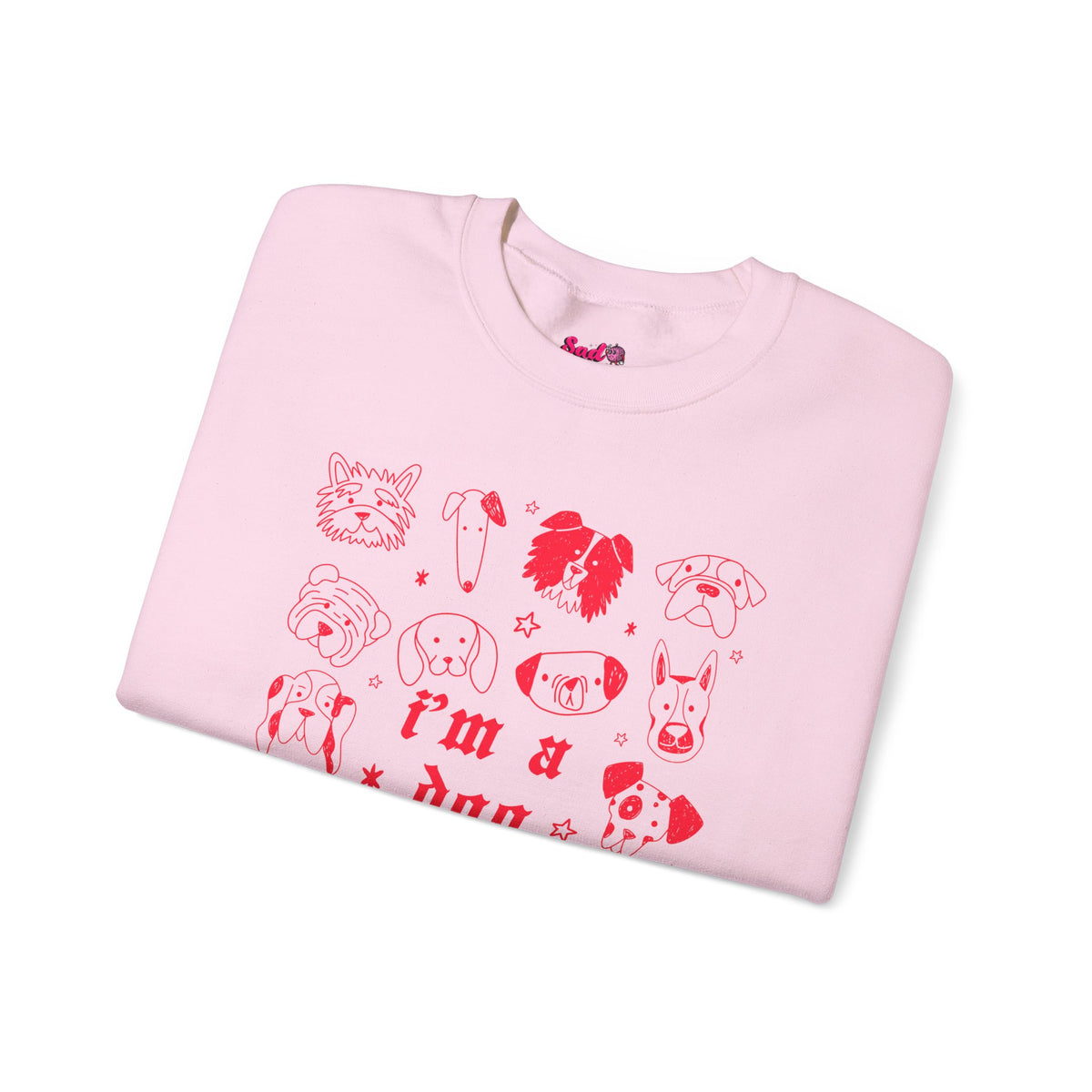 Dog Person Crewneck Sweatshirt - Cute Red Dog Faces Graphic/