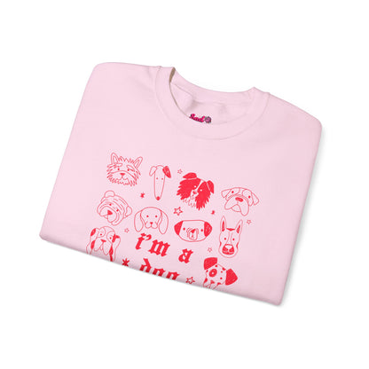 Dog Person Crewneck Sweatshirt - Cute Red Dog Faces Graphic/