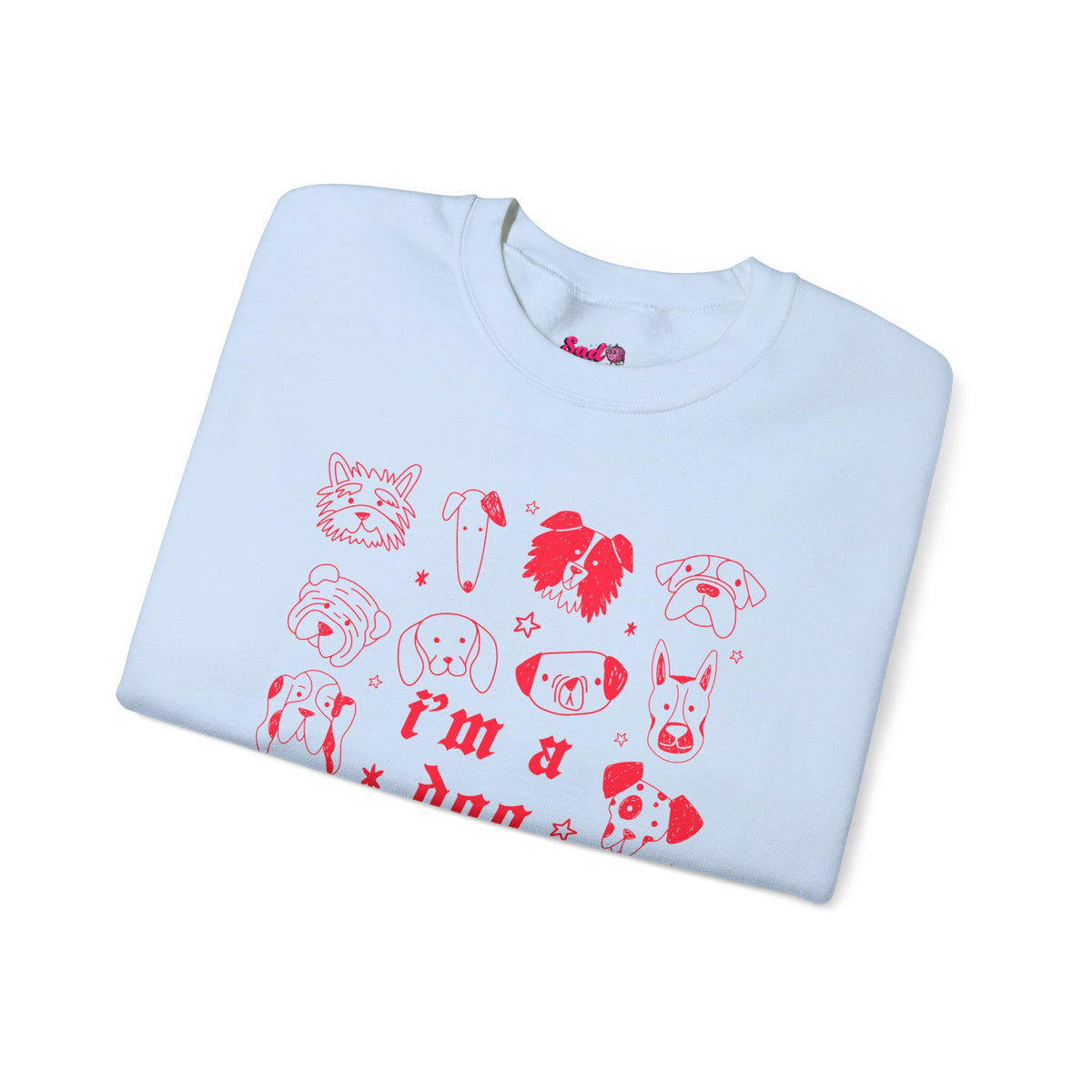 Dog Person Crewneck Sweatshirt - Cute Red Dog Faces Graphic/