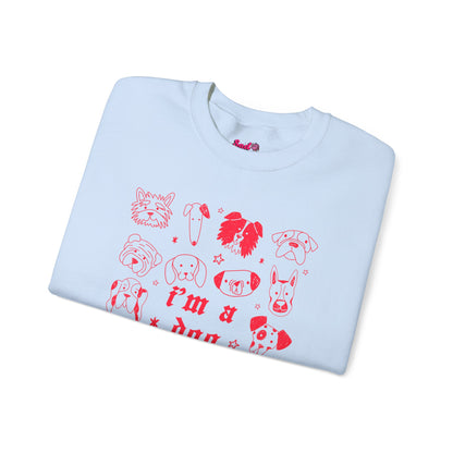 Dog Person Crewneck Sweatshirt - Cute Red Dog Faces Graphic/