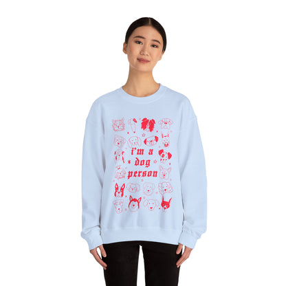 Dog Person Crewneck Sweatshirt - Cute Red Dog Faces Graphic/