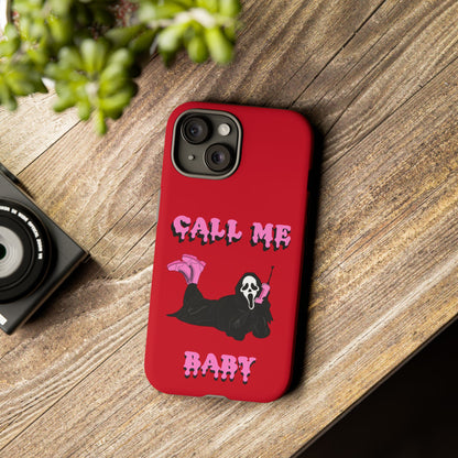 Red Horror Phone Case, Spooky Phone Cover, Call Me Baby Design, Halloween Accessories, Unique Gift for Horror Fans