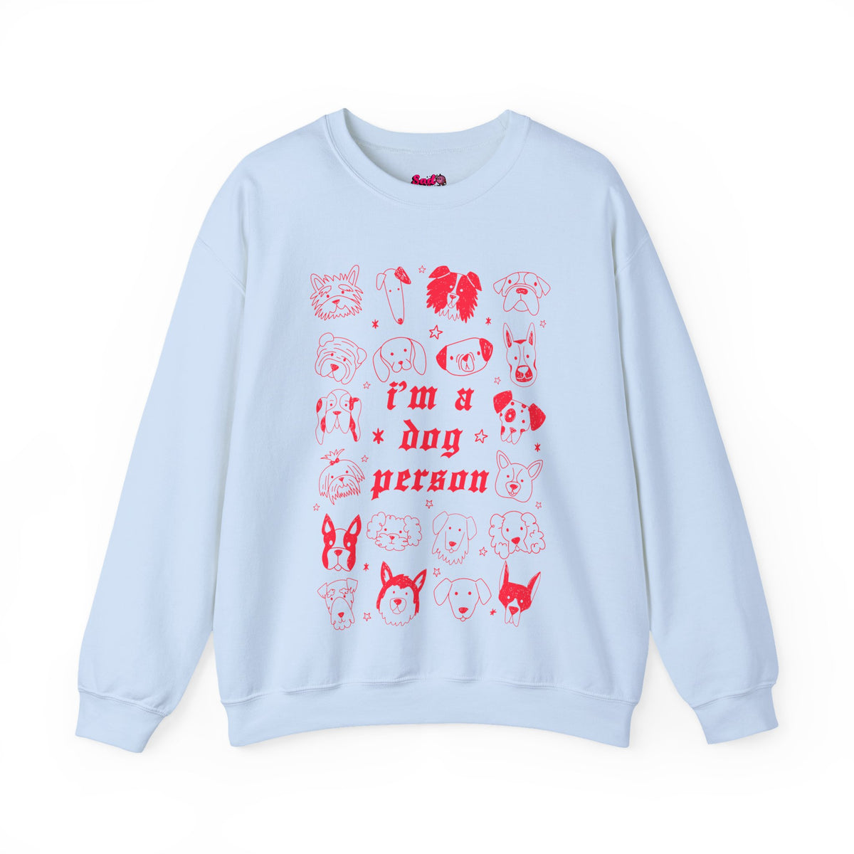 Dog Person Crewneck Sweatshirt - Cute Red Dog Faces Graphic/
