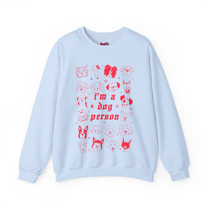 Dog Person Crewneck Sweatshirt - Cute Red Dog Faces Graphic/