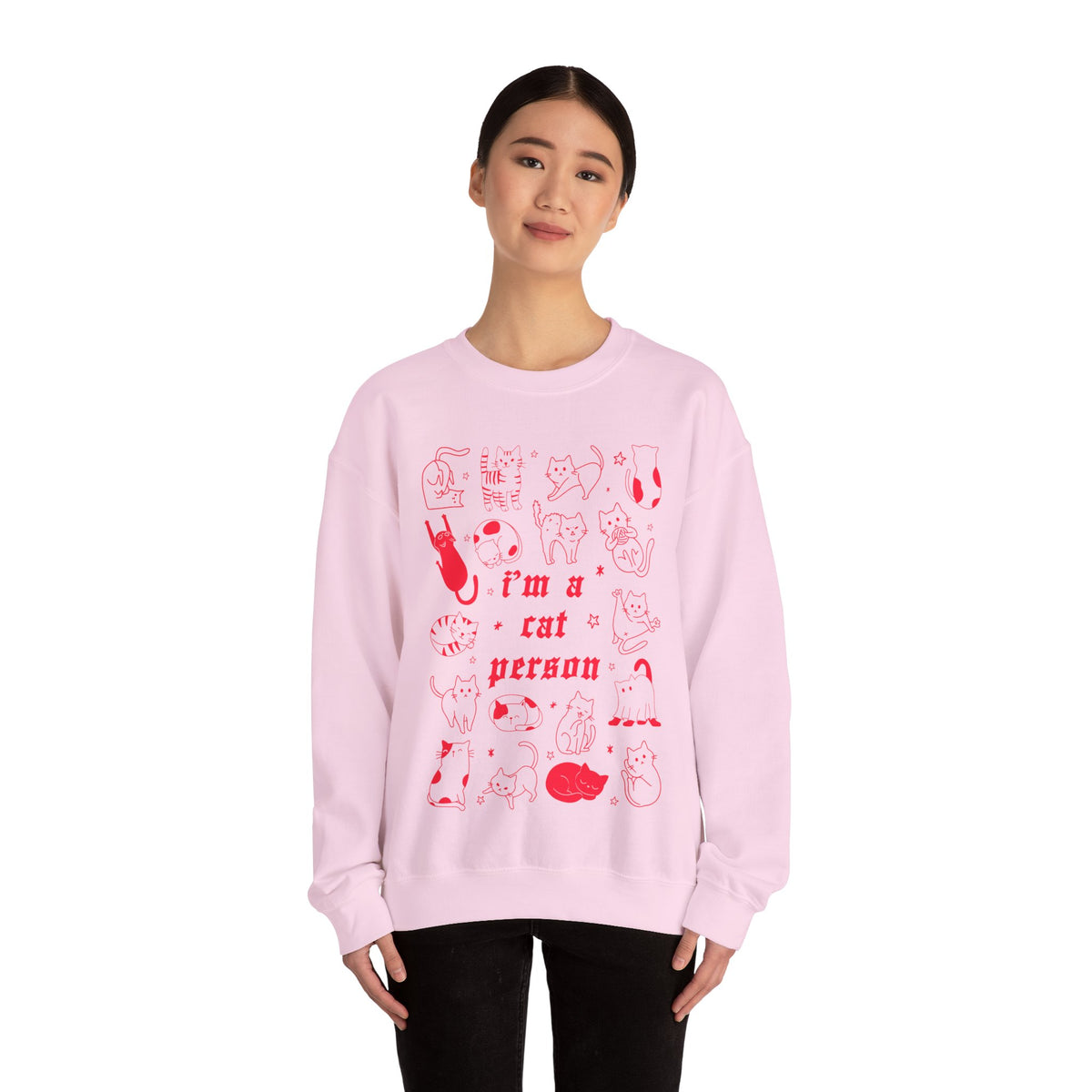 Copy of Dog Person Crewneck Sweatshirt - Cute Red Dog Faces Graphic/