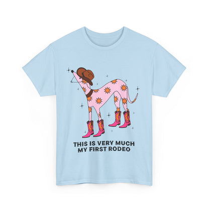 Cowgirl Rodeo Dog Tee, Fun Graphic Tee, Unisex Cotton Shirt, Gift for Dog Lovers, Country Style Apparel, Rodeo Theme Shirt