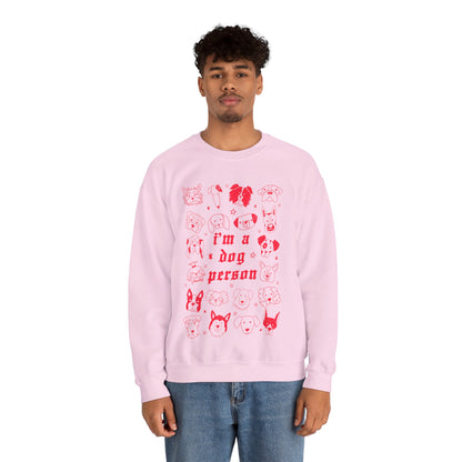Dog Person Crewneck Sweatshirt - Cute Red Dog Faces Graphic/