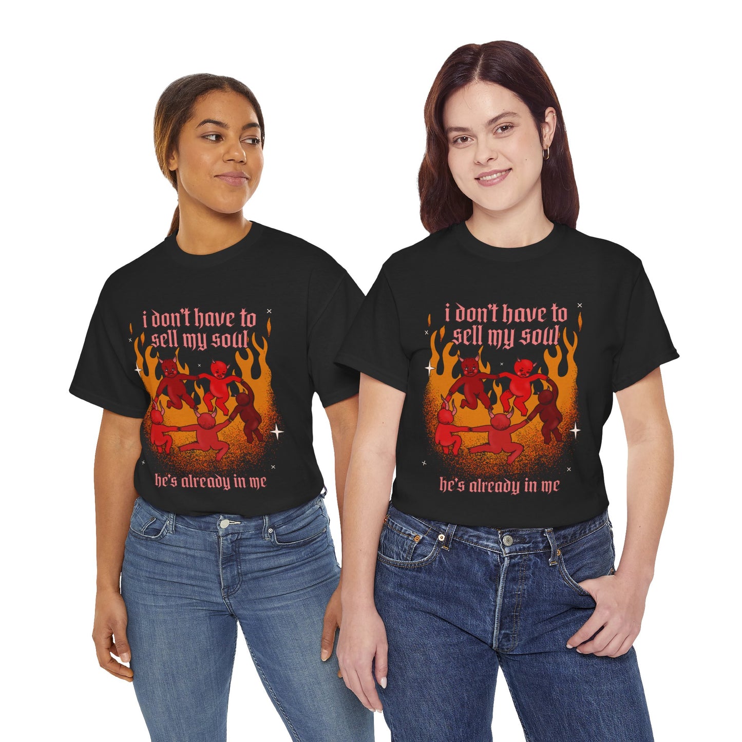 Devil Dance T‑Shirt — "I Don't Have to Sell My Soul, He's Already in Me" Vintage Gothic Tee