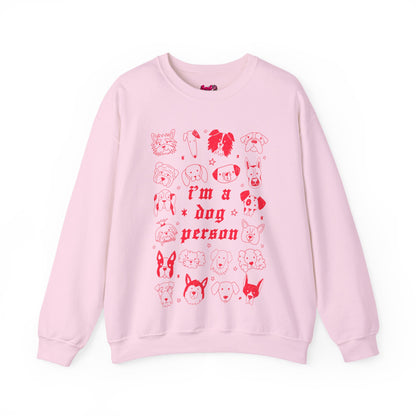 Dog Person Crewneck Sweatshirt - Cute Red Dog Faces Graphic/
