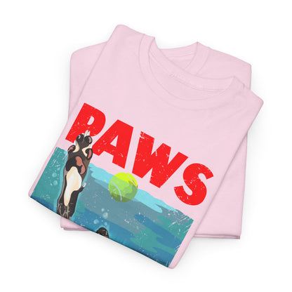 "PAWS" Quirky Whippet Dog Graphic Tee – Jaws Movie Poster-Inspired