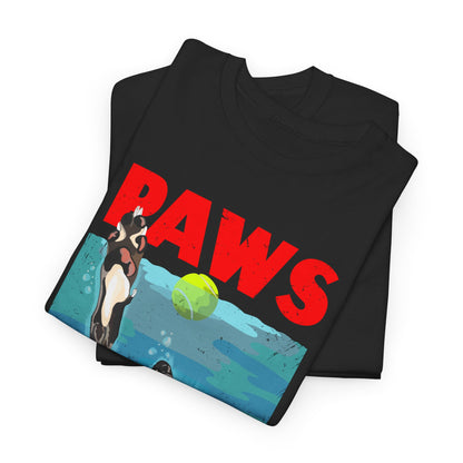"PAWS" Quirky Whippet Dog Graphic Tee – Jaws Movie Poster-Inspired