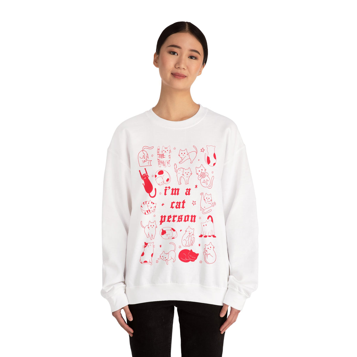 Copy of Dog Person Crewneck Sweatshirt - Cute Red Dog Faces Graphic/